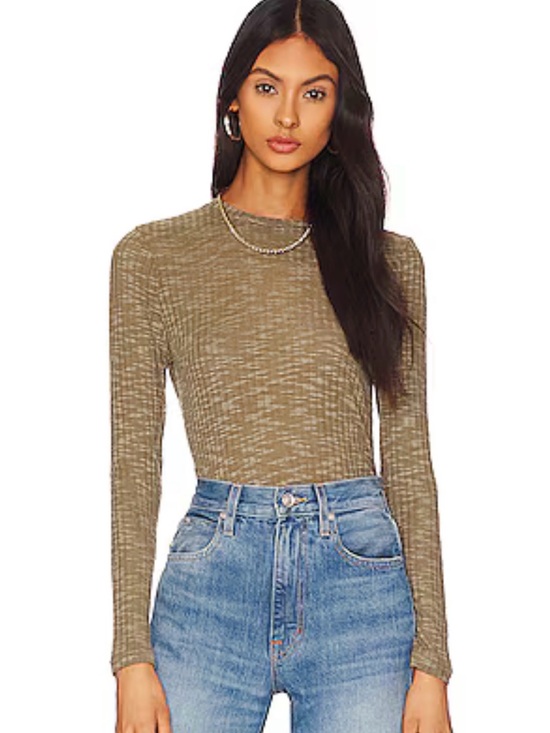 Free People Tops - Free People Olive Mesh Long Sleeve in Green